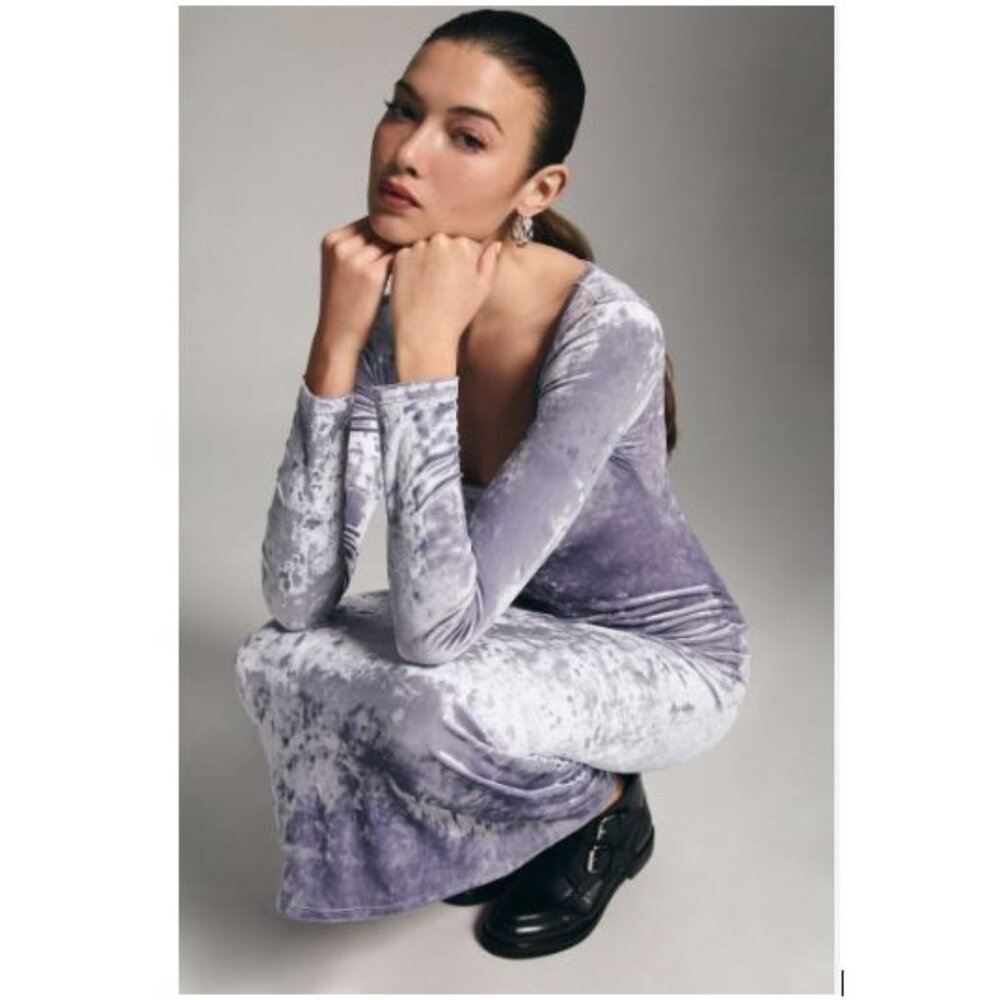Delfi Collective Slim Square-Neck Dress in Lilac x Anthropologie –Size Med - NWT - Picture 2 of 8